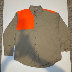 Orvis Men's Hunting Bright Orange and Tan Button Down Shirt
